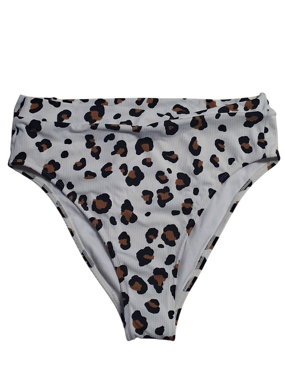 NWT Xhilaration White Leopard-Print High-Cut Swim Bottoms Size XL